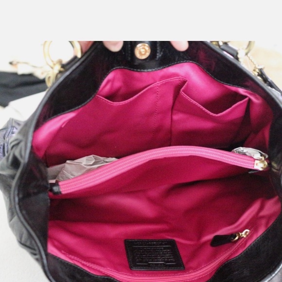 COACH Poppy Push lock Leather N/S Shopper Tote Shoulder Bag - Picture 7 of 8